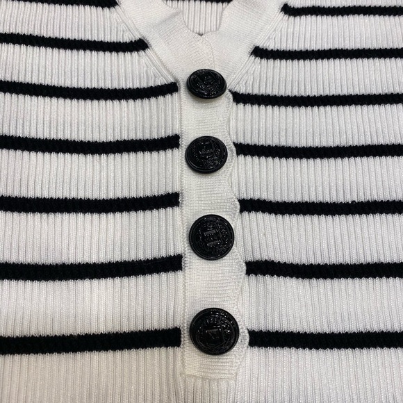 Karl Lagerfeld Shirt Size Medium White Black Stripes - Picture 4 of 9
